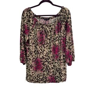 Anne Klein Animal Print Blouse Large